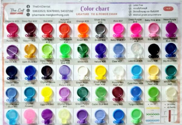 Elastomeric Color Chart for Ligature Ties & Chains